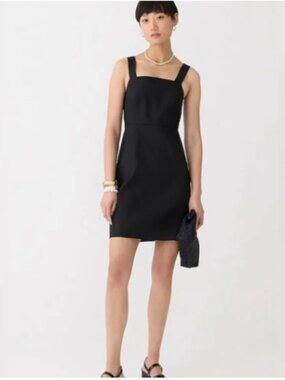 J. Crew Squareneck A-line Dress in Stretch Linen Blend